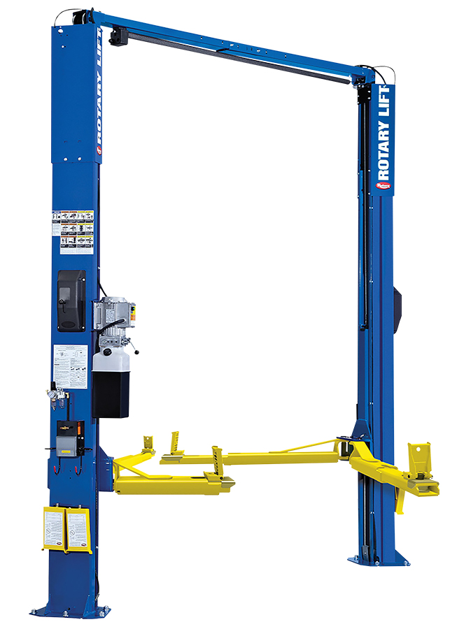Rotary Two Post Lift, Cap. 10,000 lbs. Blue 2' Ext Ht - Storage